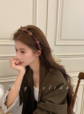 夏日彩虹~彩色编织波浪发箍女高级感2024新款洗脸压发头箍高颅顶