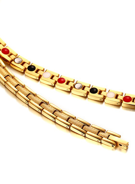 东莞饰品厂家 钢磁性手链磁石四合一元素 菠萝纹弯牌镶钻项链手链