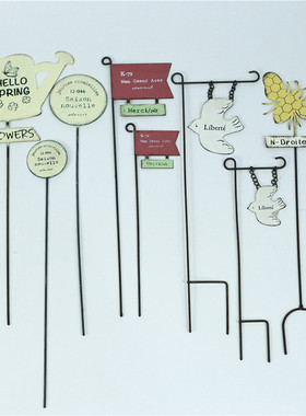 铁艺花插花盆小插件园艺杂货插牌