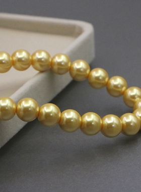 迪丽热巴同款金色玻璃仿珍珠项链女环保元宝扣高级感百搭毛衣链