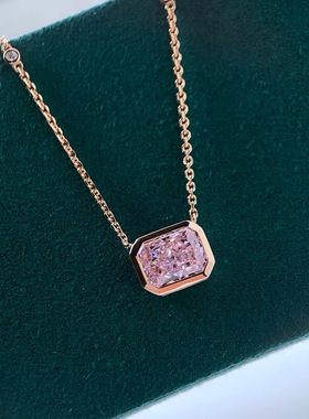 昼以继夜崔一莹同款项链甜美彩色宝石铜镀金黄粉钻简约锁骨链