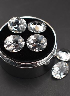 过钻笔椭圆形戒面宝石裸石透明蛋形仿莫桑钻首饰戒指镶嵌裸钻DIY