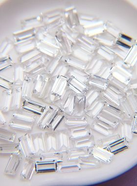 天然白蓝宝长方裸石戒面 直梯白色蓝宝石戒指镶嵌石 首饰镶嵌配石