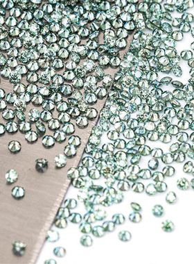 绿色原色莫桑石裸石八心八箭圆形小厘石0.8-3.0mm可蜡镶小厘石