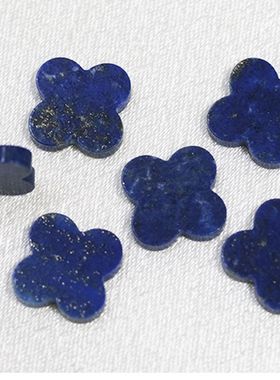 幸运四叶草天然青金石裸石散珠宝石项链手链diy镶嵌配件