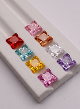 帕拉伊巴四叶草锆石蝴蝶形宝石8X8mm边对边彩色幸运草裸石美甲钻