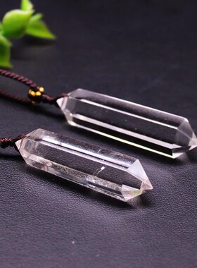 纯天然白水晶灵摆吊坠双尖六棱柱长方形饰品礼物项链文艺范情侣款