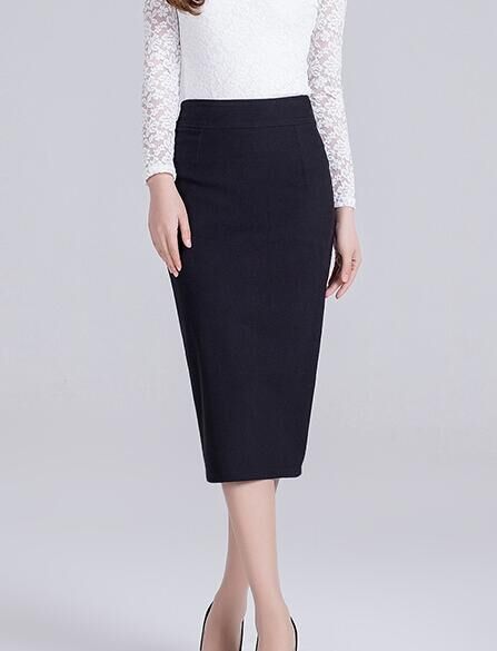 秋季新款高腰中长裙显瘦包臀裙不开叉半身裙打底裙修身弹力裙韩版 - 图0