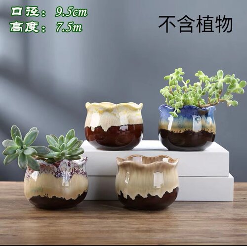 多肉花盆大小口径粗陶紫砂创意多肉植物复古陶瓷盆简约特价清仓 - 图3