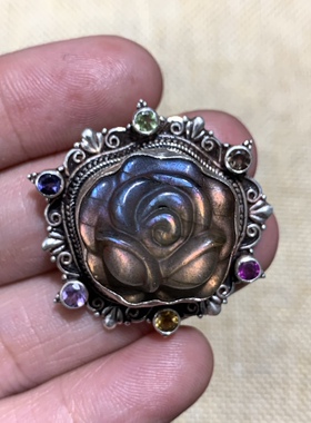 拉长石吊坠印度尼泊尔镶嵌巴厘岛风骷髅头玫瑰花老虎狼头鹿独角兽