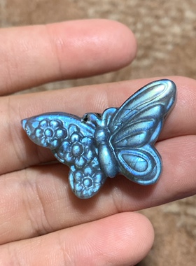 拉长石吊坠蝴蝶花