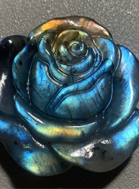 拉长石吊坠玫瑰花牡丹灰月光雕刻