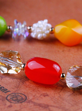 玛瑙长款百搭大气挂件秋冬毛衣链