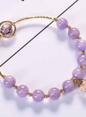 鸿澜天然紫水晶手链女日韩可爱