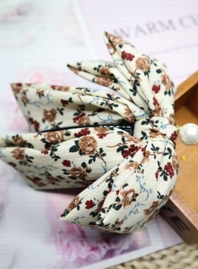 小清新风碎花向下发夹大蝴蝶结