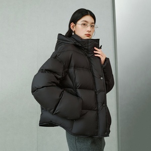 陈都灵同款艾莱依2025新款连帽羽绒服落肩袖宽松显瘦保暖外套