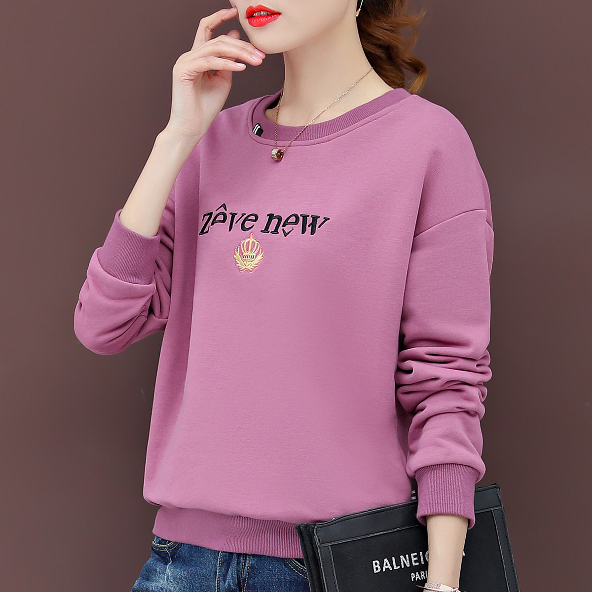 宽松韩版2019新款圆领女士春装卫衣 苏盈珈可服饰卫衣/绒衫