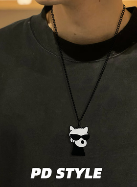 PDSTYLE 墨镜旺旺！酷小狗钛钢项链男女生设计感个性礼物吊坠饰品