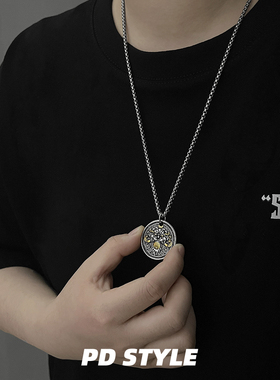 醒狮吞金兽！复古圆牌寓意项链