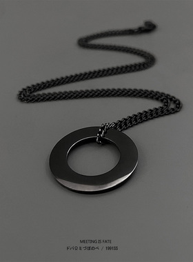 百搭钛钢圆环项链简约吊坠可刻字