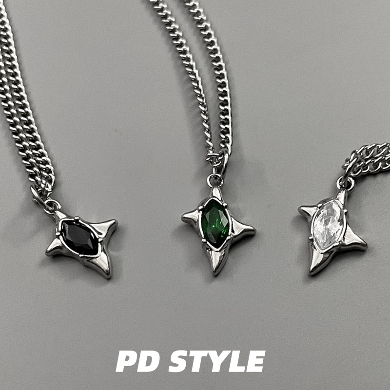 PDSTYLE 个性黑钻异形吊坠项链男女生小众高级感潮酷情侣礼物饰品 - 图1