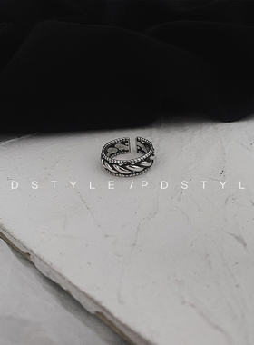 pdstyle复古麻花条纹ins尾戒戒指