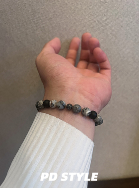水墨纹哑光磨砂高级感天然石手串