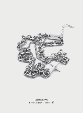 双层拼接钛钢古巴男女士ins项链