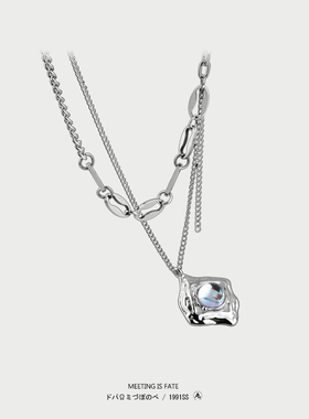 双层叠戴湖泊之眼项链潮男女