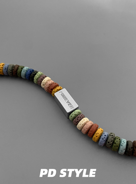 情侣彩虹火山石手链生日礼物