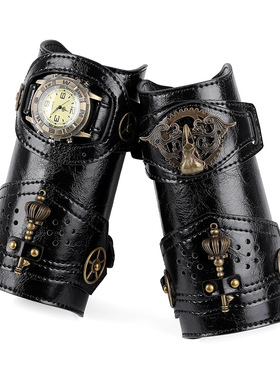 中世纪蒸汽朋克手臂皮革盔甲铆钉哥特式护腕护甲复古护手话剧护臂