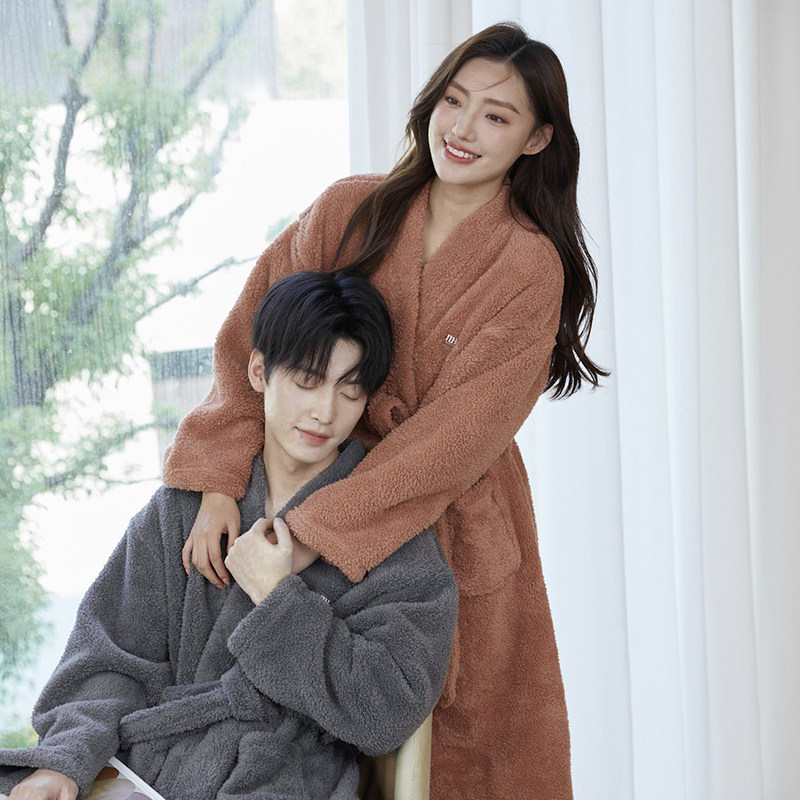 美标冬季睡衣情侣睡袍男女中长款加厚珊瑚绒法兰绒浴袍加绒家居服,淘宝优惠券,粉丝福利购,淘宝优惠卷