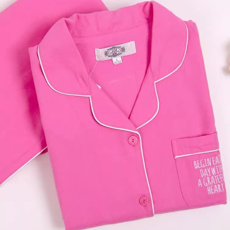 美标全棉春秋款睡衣纯长袖女梭织棉家居服磨毛套装芭比粉,淘宝优惠券,粉丝福利购,淘宝优惠卷