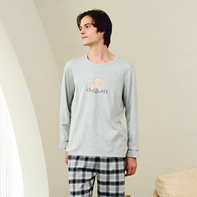 美标旗舰店睡衣秋冬新款情侣针织100%纯棉长袖卡通睡衣套装家居服,淘宝优惠券,粉丝福利购,淘宝优惠卷