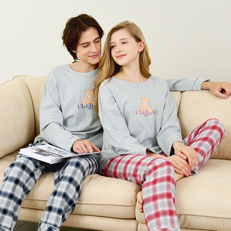 美标旗舰店睡衣秋冬新款情侣针织100%纯棉长袖卡通睡衣套装家居服,淘宝优惠券,粉丝福利购,淘宝优惠卷