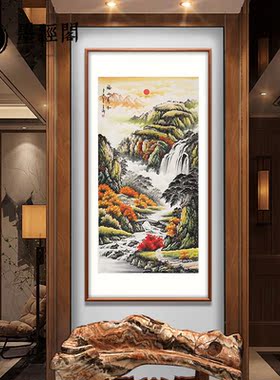 源远流长手绘装饰山水画客厅沙发