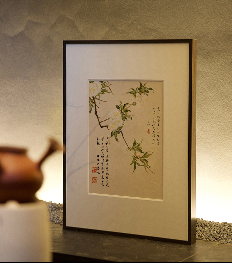 新中式摆台卧室装饰画客厅背景墙挂画茶室禅意花鸟字画实木装裱 - 图3