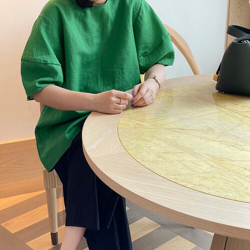 好品质韩国优雅泡泡短袖宽松套头亚麻夏女衬衫上衣显瘦凉爽C116 - 图0