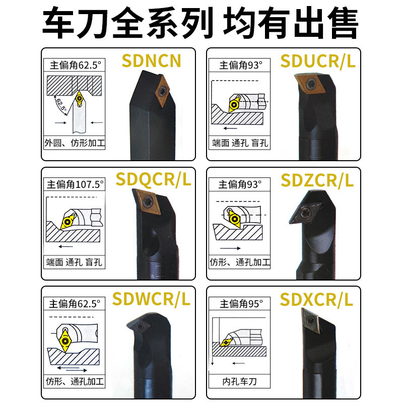 数控内孔刀杆93度SDUCR07/11车床刀具刀杆菱形尖刀内圆镗孔车刀杆_虎窝淘