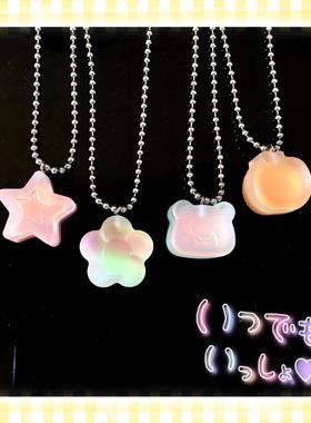 二区 炫彩水果糖项链 可爱镭射磨砂质感吊坠 软妹搭配童趣饰品