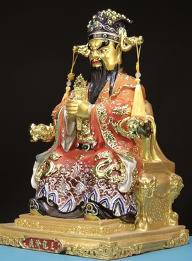 纯铜鎏金彩绘龙王爷像
