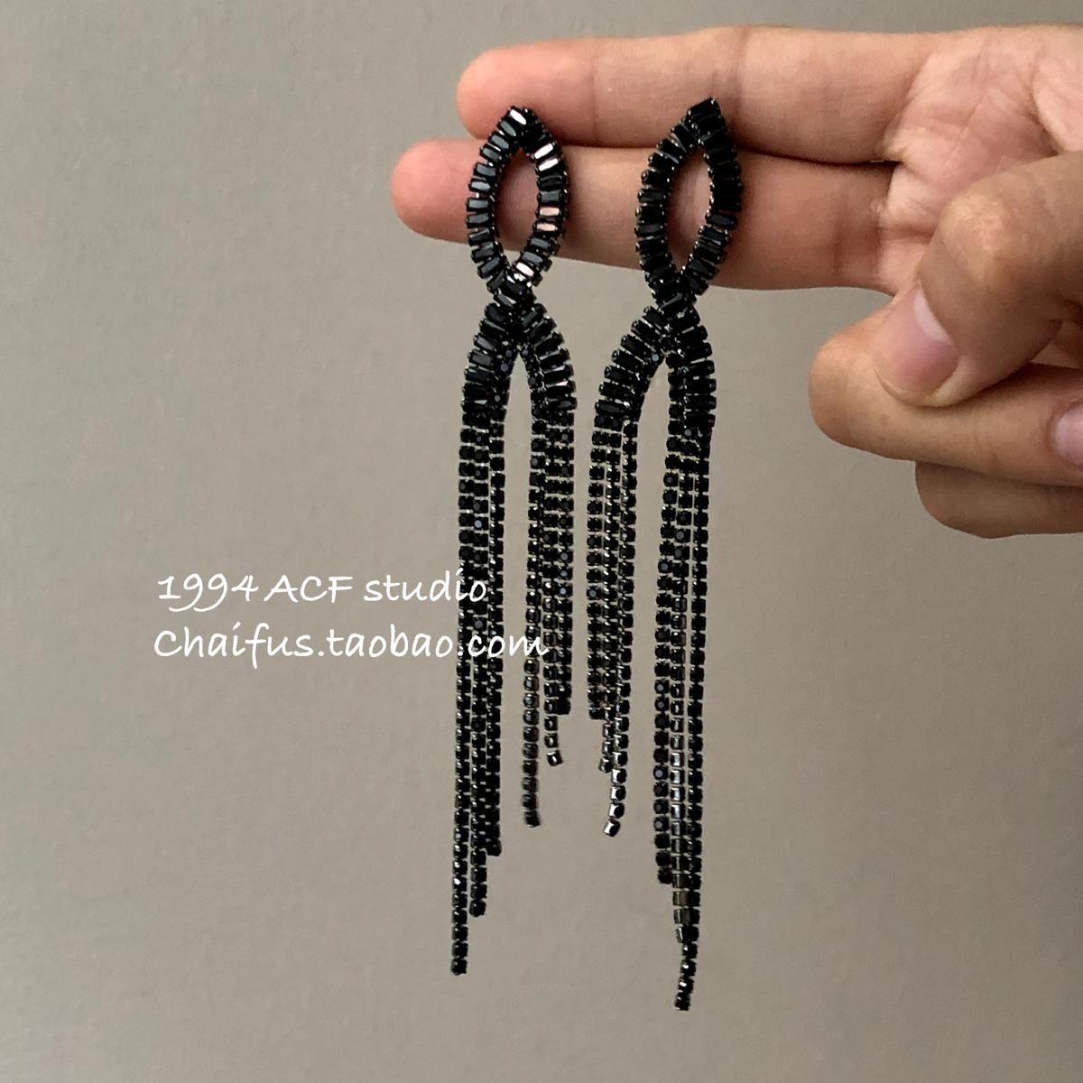 柴夫工作室/E811 欧美奢华满钻超闪流苏耳钉复古交叉高级感耳环 - 图2