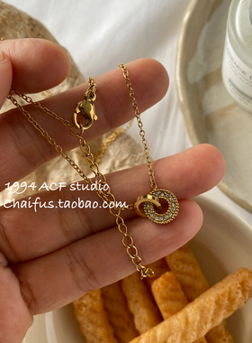 日韩风简约镶嵌小蛮腰项链