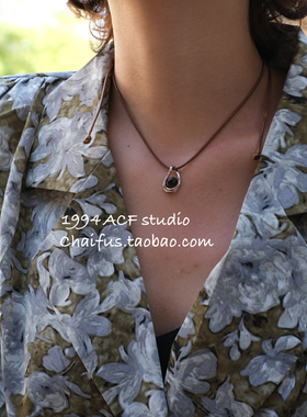 新中式简约几何天然石项链