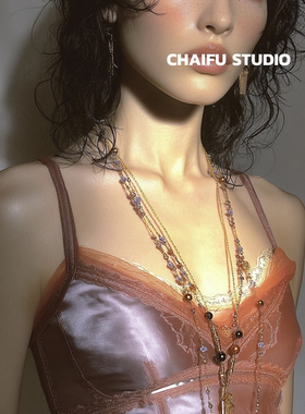 Vintage复古硬币流苏串珠项链