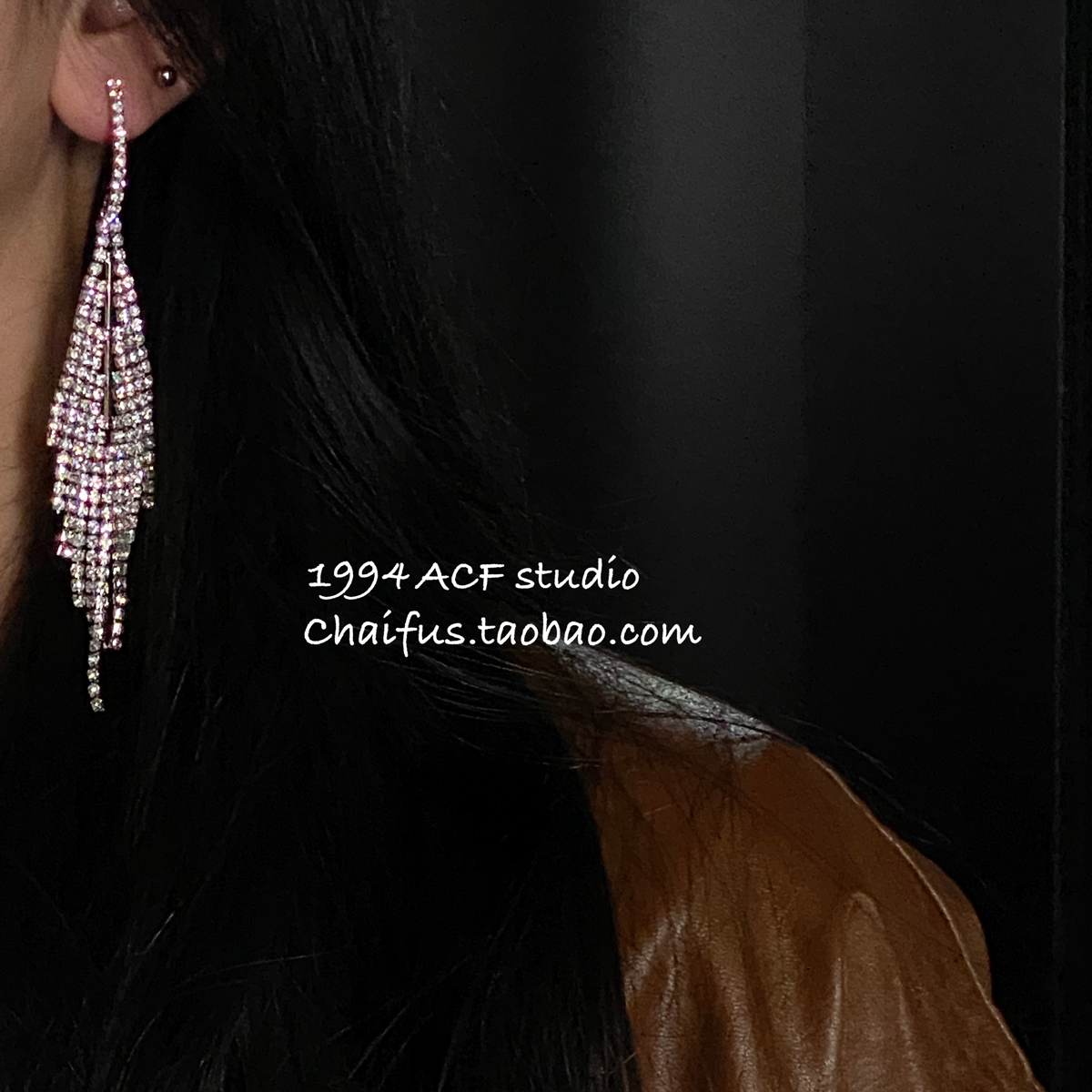 柴夫工作室/E590 欧美赛博朋克动态流苏耳钉小众晚宴宫廷蝴蝶耳环 - 图1