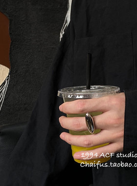欧美朋克风几何水滴开口液态戒指
