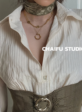 INS复古猪鼻子叠戴钛钢项链