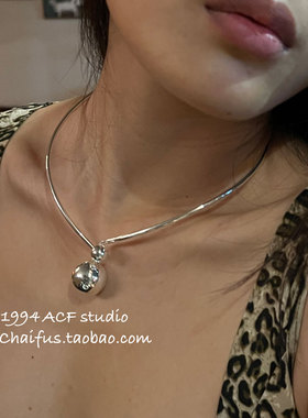 韩系冷淡风金属圆球项圈