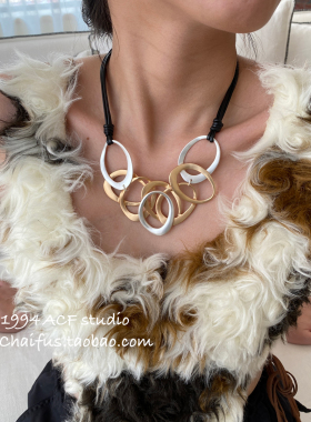 欧美夸张粗狂金属套环项链